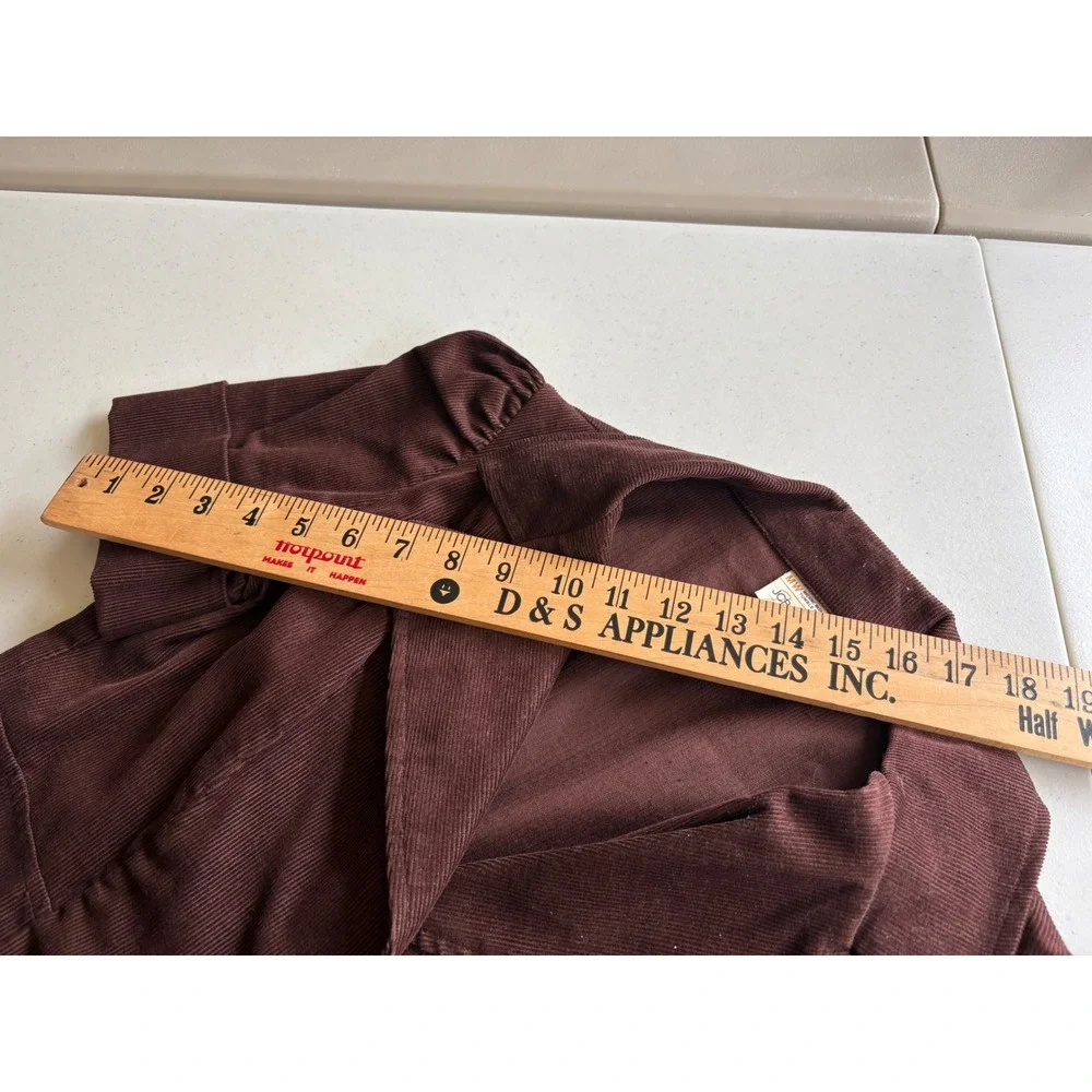 Vintage 70s JCPenney Brown Corduroy Fitted Blazer Jacket Puff Sleeve XXS